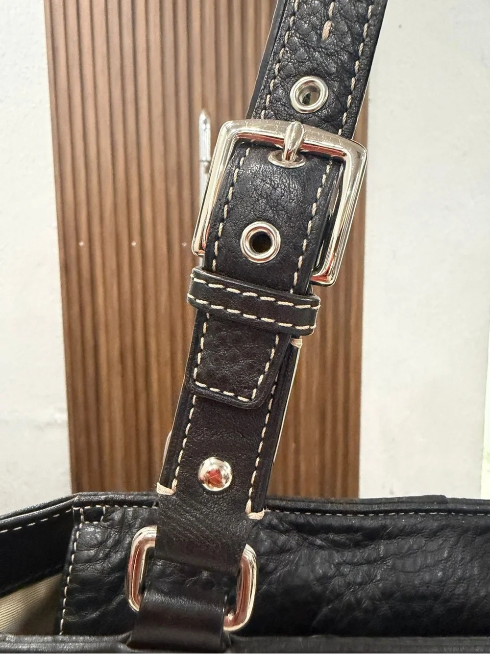 Coach Hamilton Black Pebbled Leather Tote Shoulder Handbag Women’s Purse #F13089